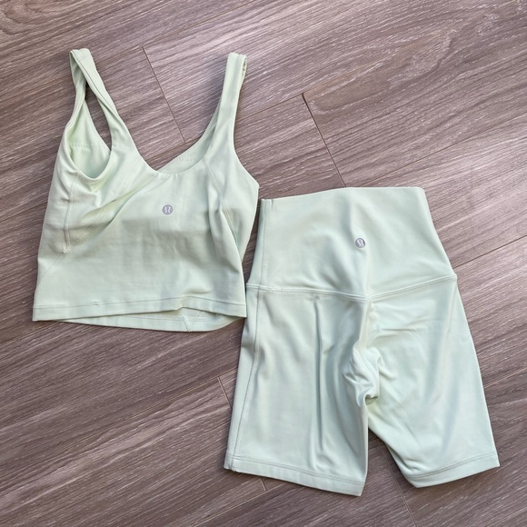 Lululemon Align Tank and Align Biker Shorts Set Sz 0 EUC like new Green Mint - Picture 4 of 10